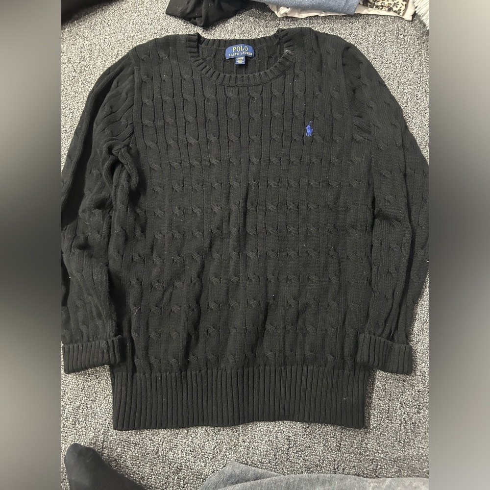 Polo by Ralph Lauren Black Cable Knit for boys (also fit xs men or women)